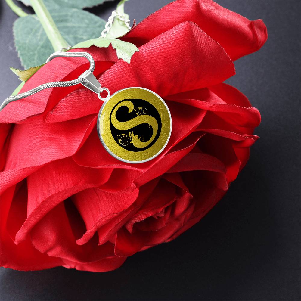 Golden Elegance Initial Round Pendant