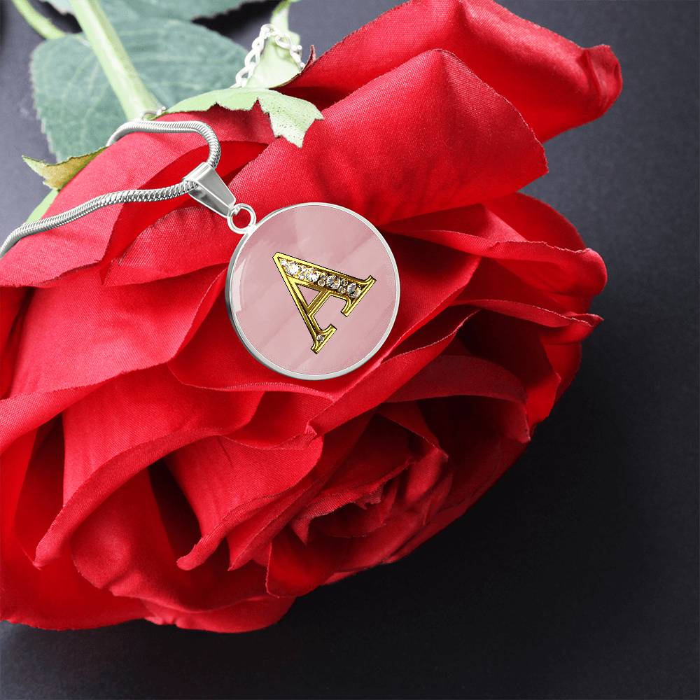 Pink Sparkles Round Initial Pendant