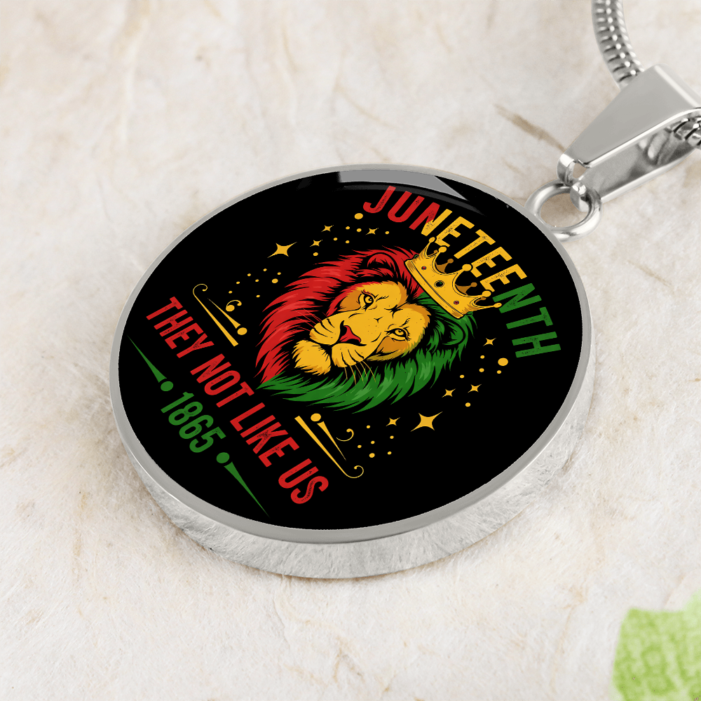 Juneteenth, Lion They Not Like Us - Graphic Circle Necklace