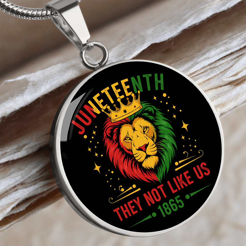 Juneteenth, Lion They Not Like Us - Graphic Circle Necklace
