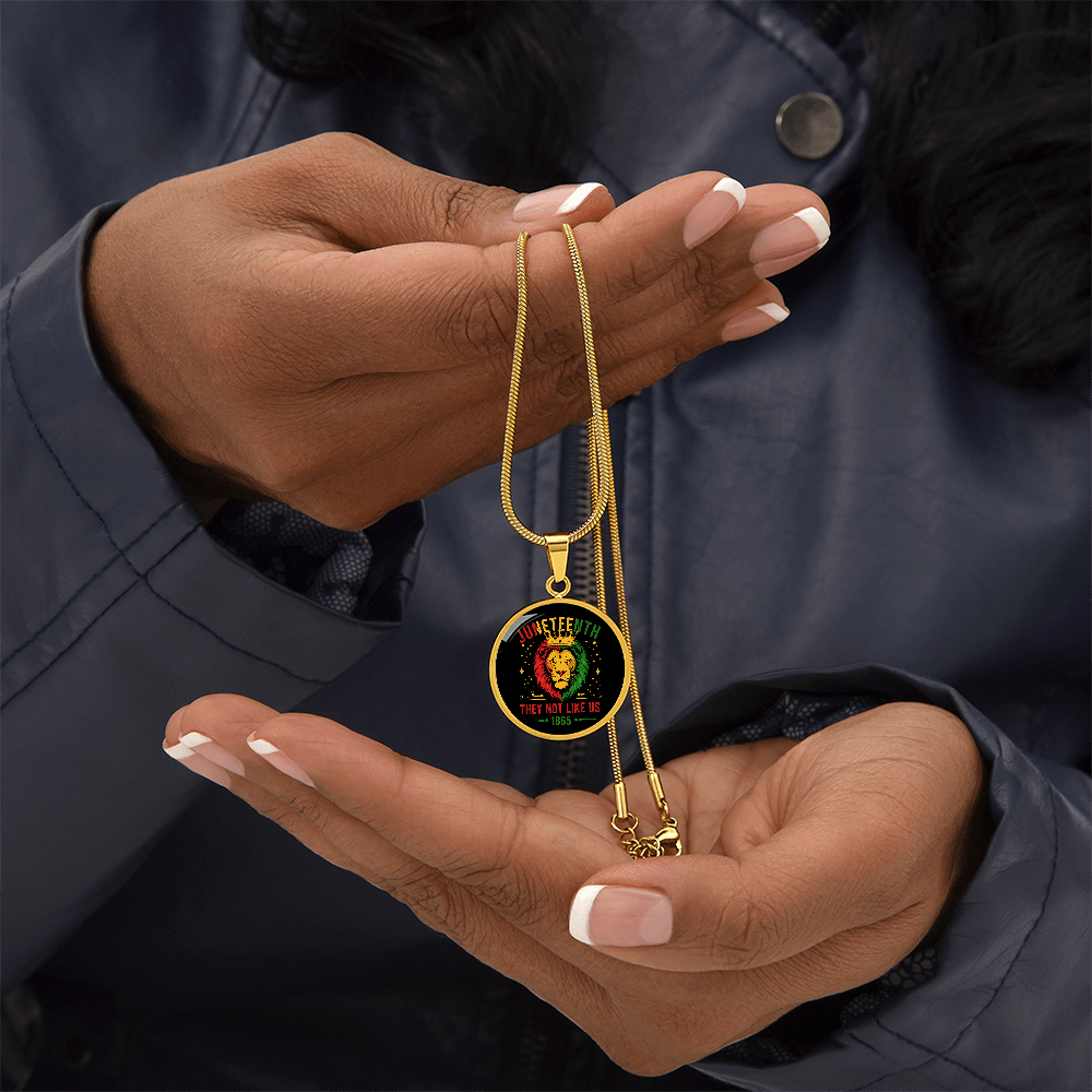 Juneteenth, Lion They Not Like Us - Graphic Circle Necklace
