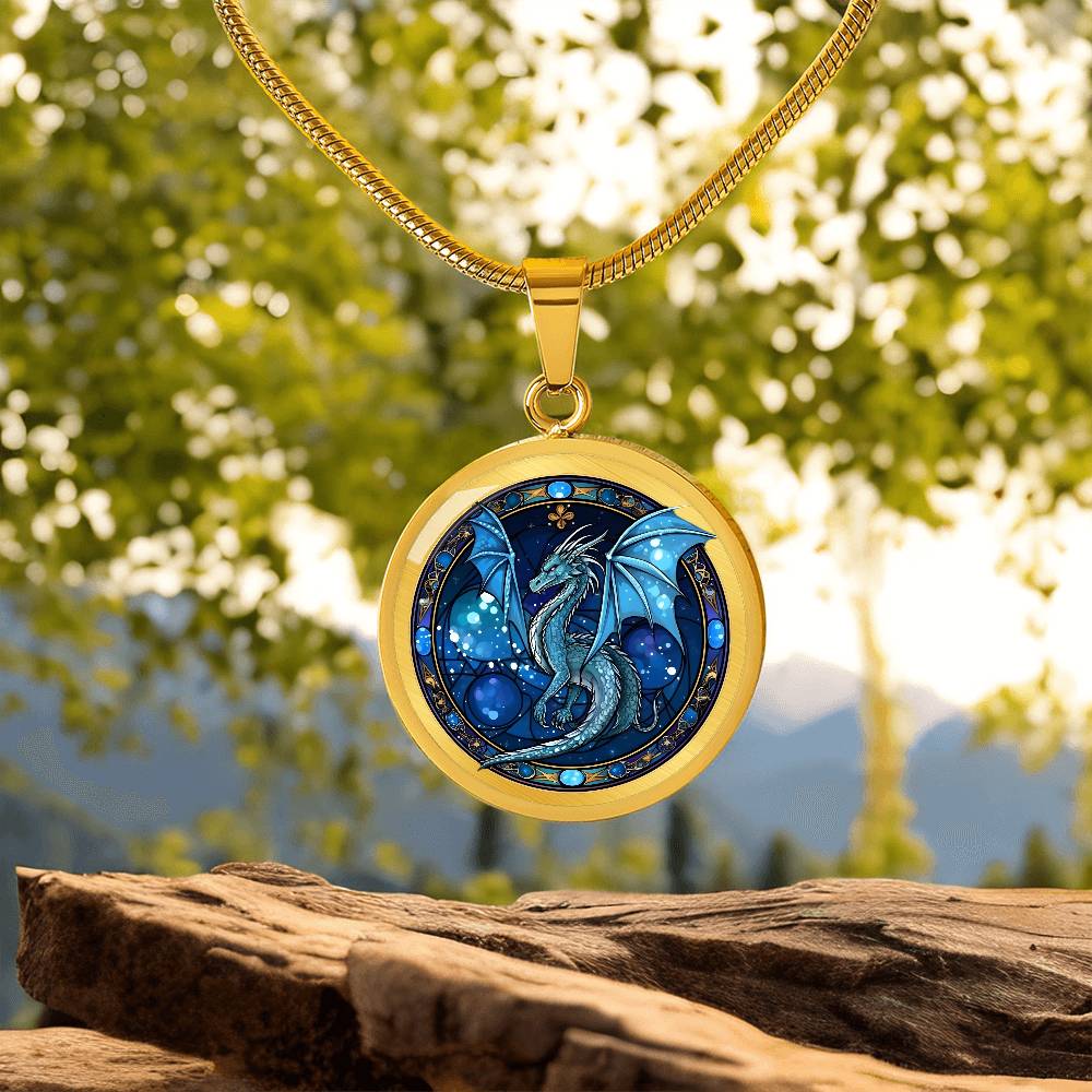 Blue Dragon - Luxury Graphic Circle Necklace