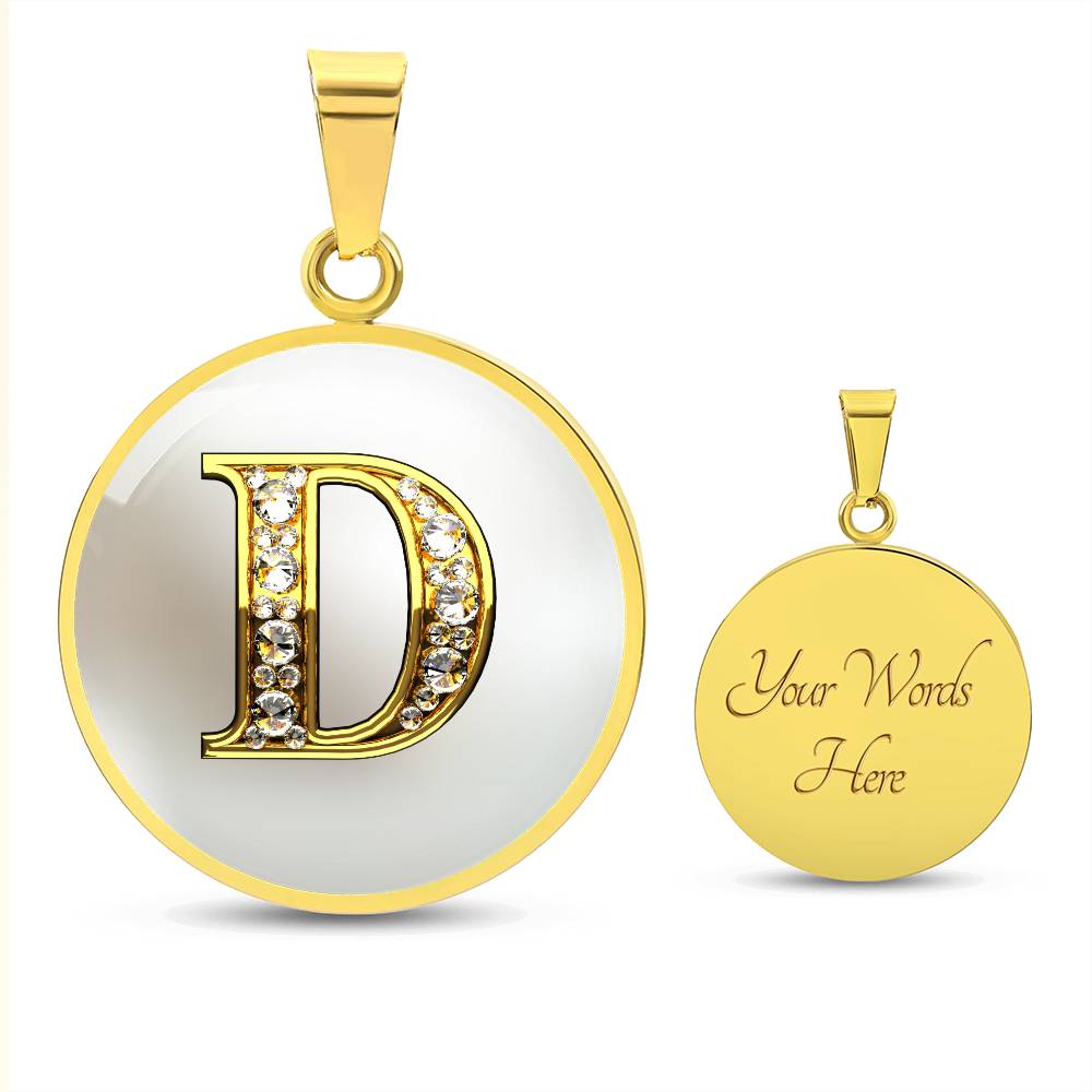 White Sparkles Initial Round Pendant
