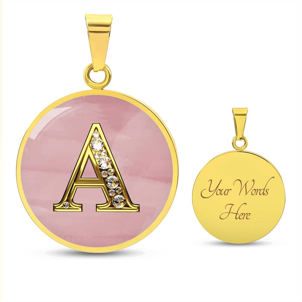 Pink Sparkles Round Initial Pendant