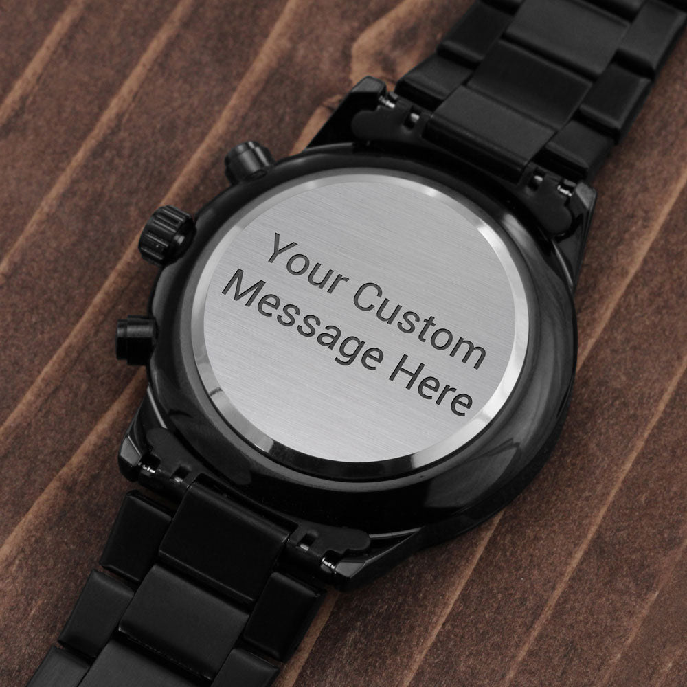Men's Personalized Black Chronograph Watch