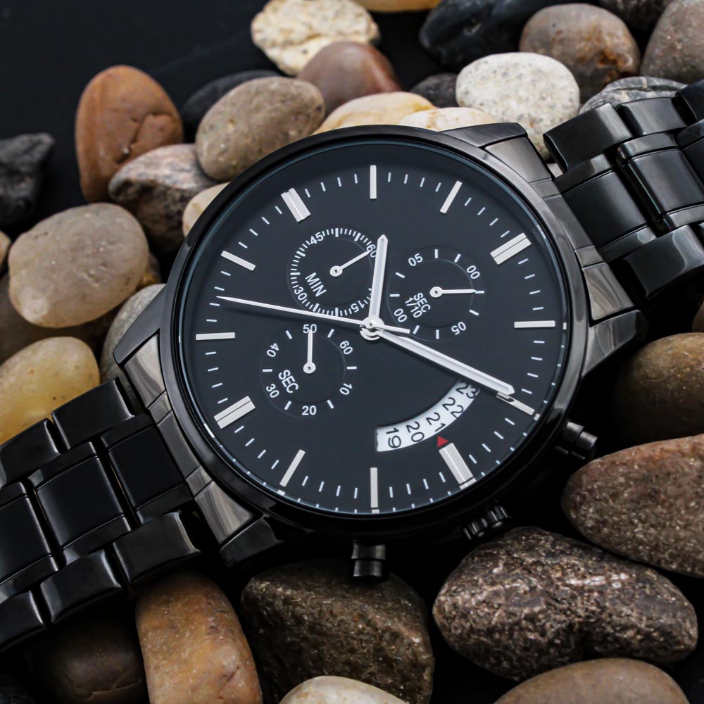 Men's Personalized Black Chronograph Watch
