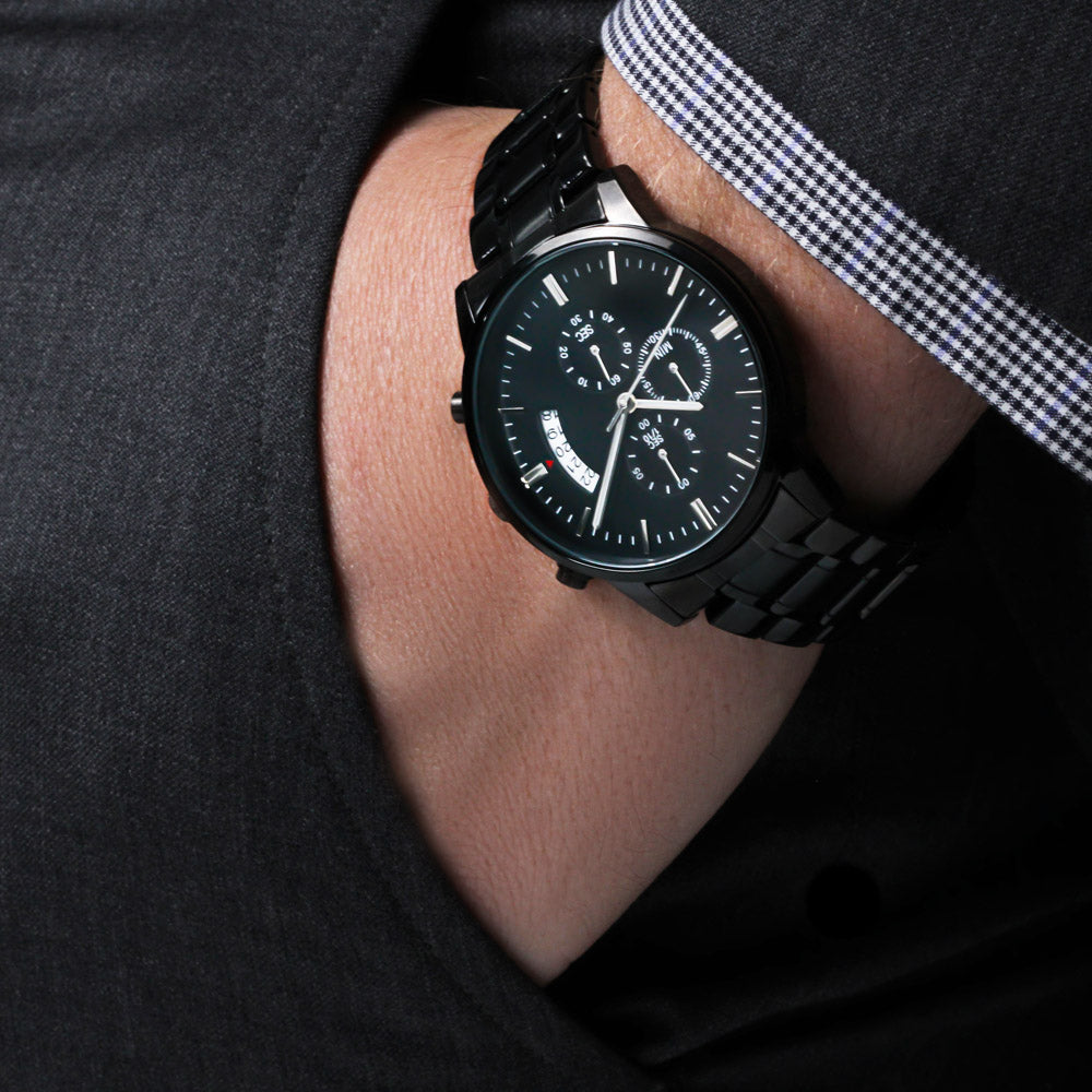 Men's Personalized Black Chronograph Watch