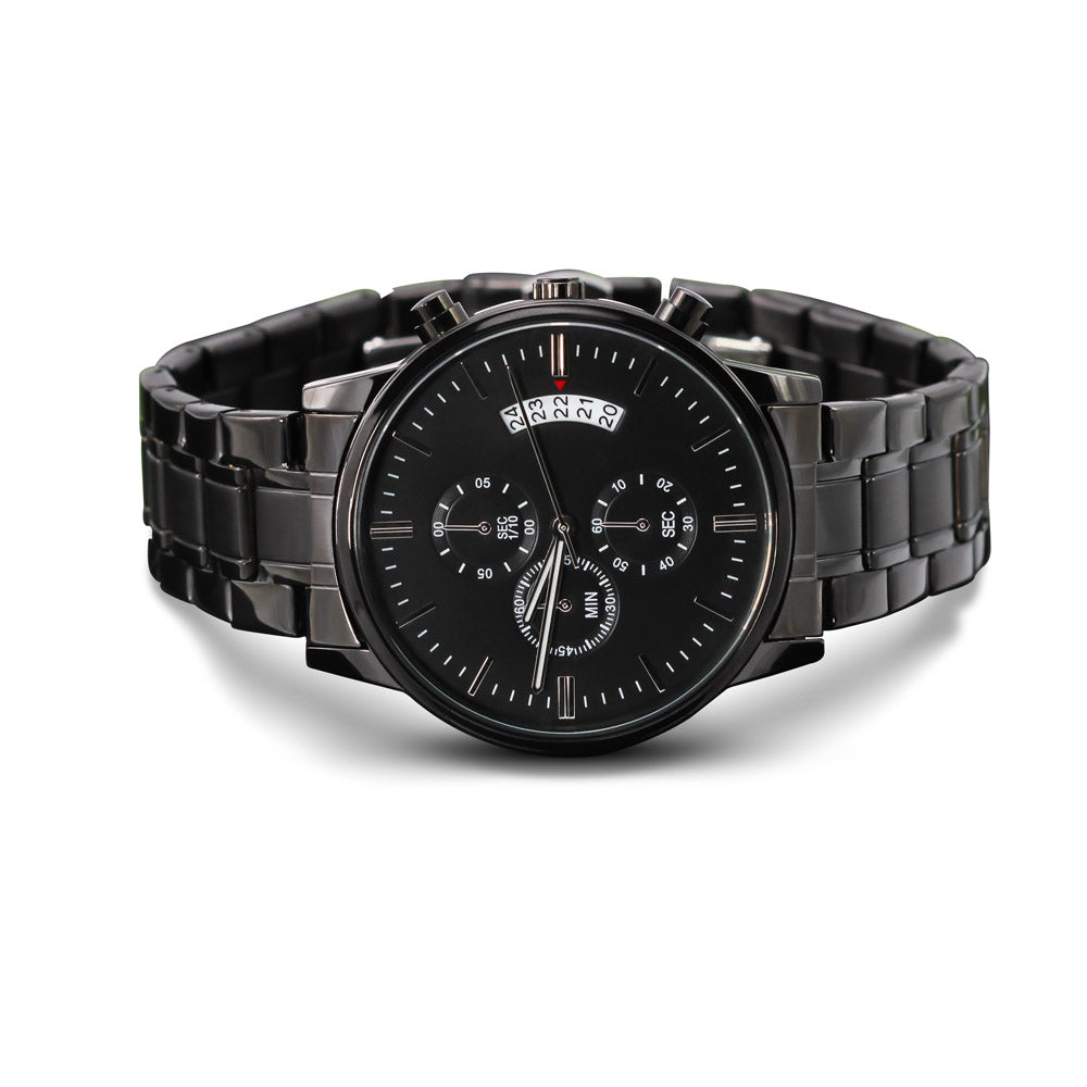 Men's Personalized Black Chronograph Watch