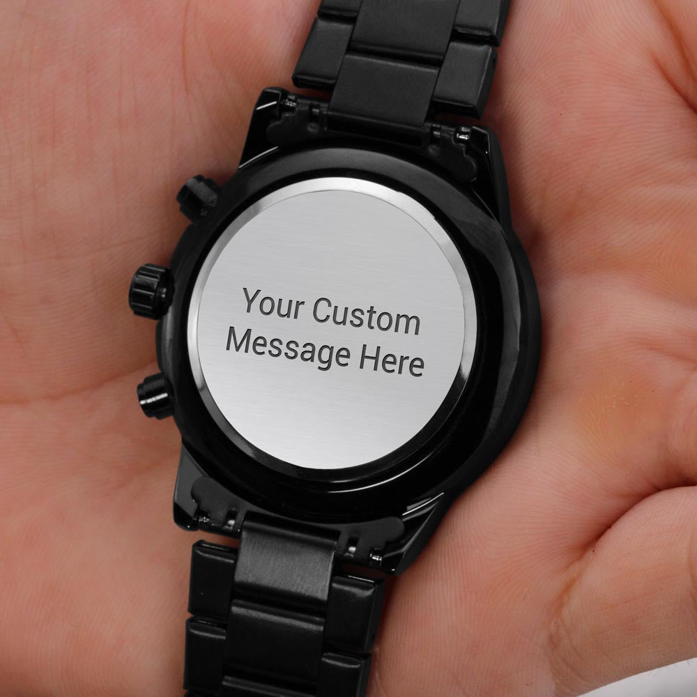 Men's Personalized Black Chronograph Watch