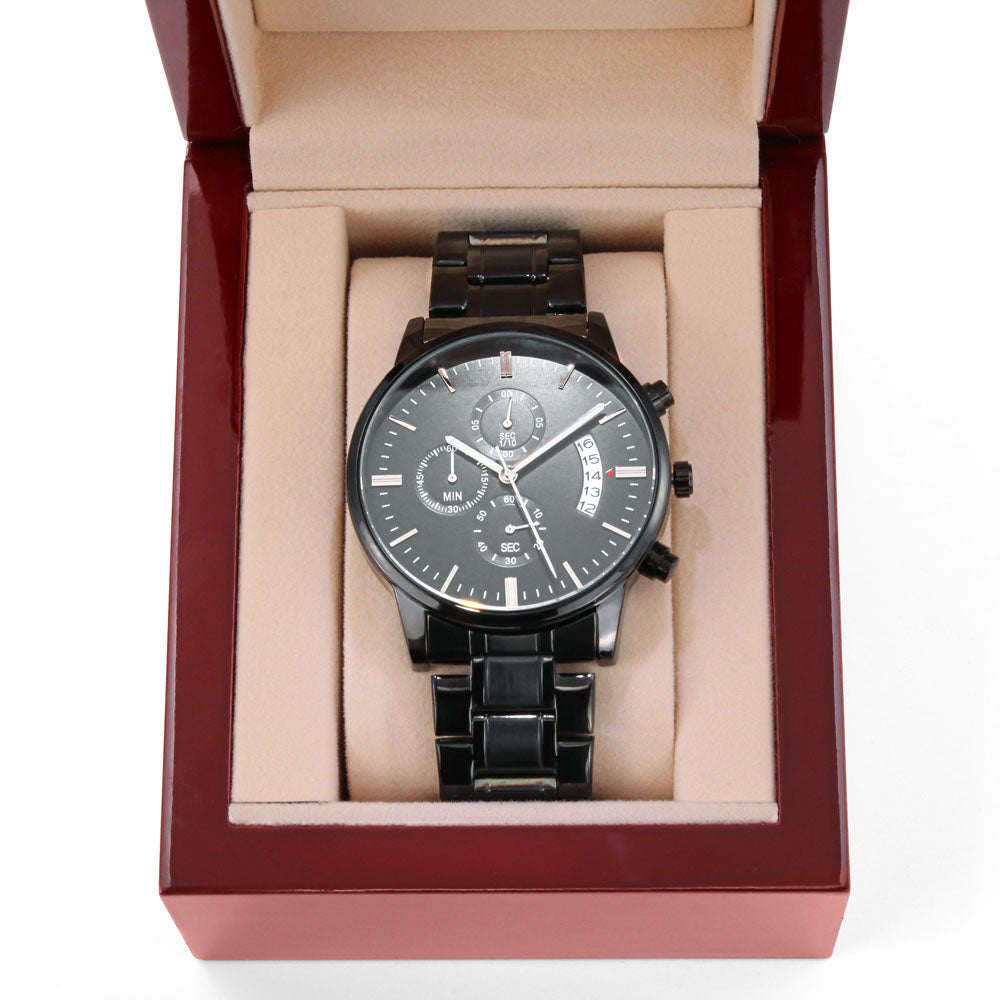 Men's Personalized Black Chronograph Watch