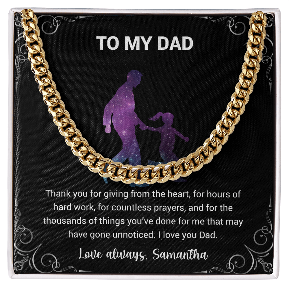 Cuban Link Chain For Dad - Thank You For Giving