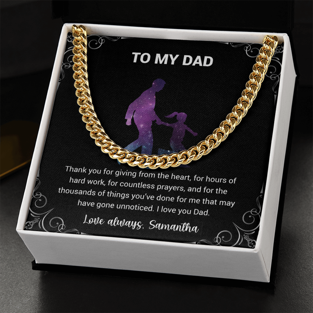 Cuban Link Chain For Dad - Thank You For Giving