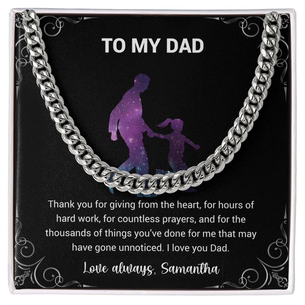 Cuban Link Chain For Dad - Thank You For Giving