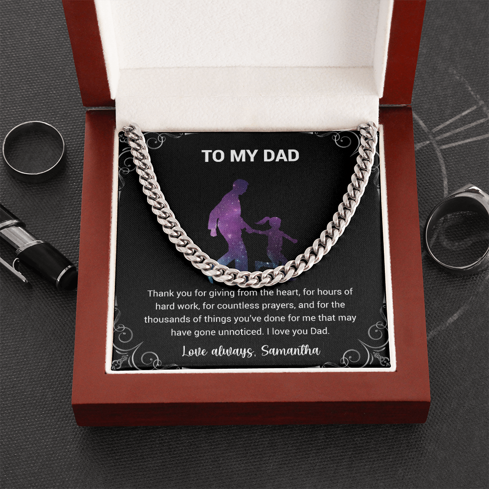 Cuban Link Chain For Dad - Thank You For Giving