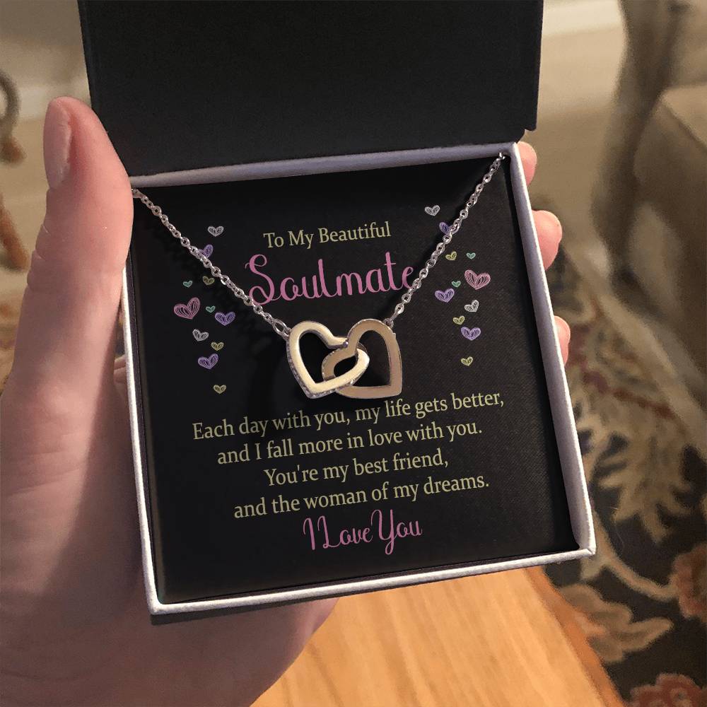 Interlocking Hearts Necklace - To My Beautiful Soulmate