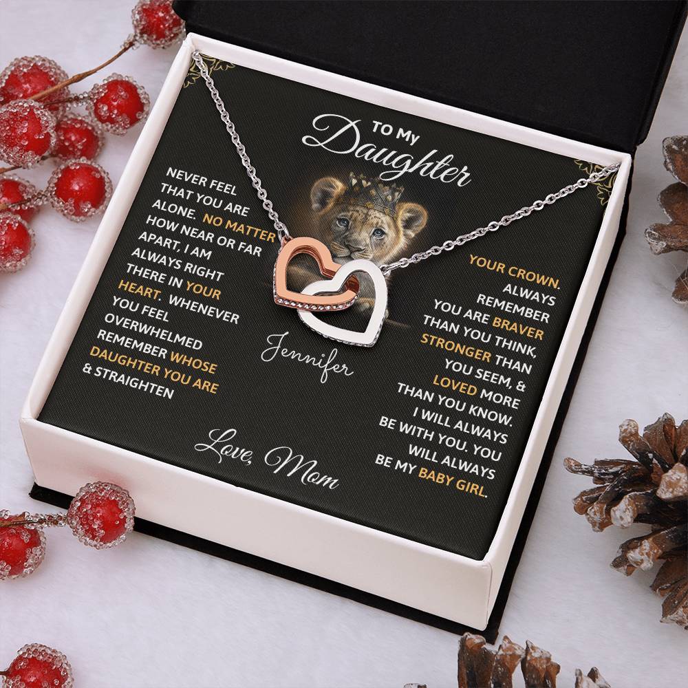 Interlocking Hearts Necklace - To My Daughter, Never Feel That You Are Alone