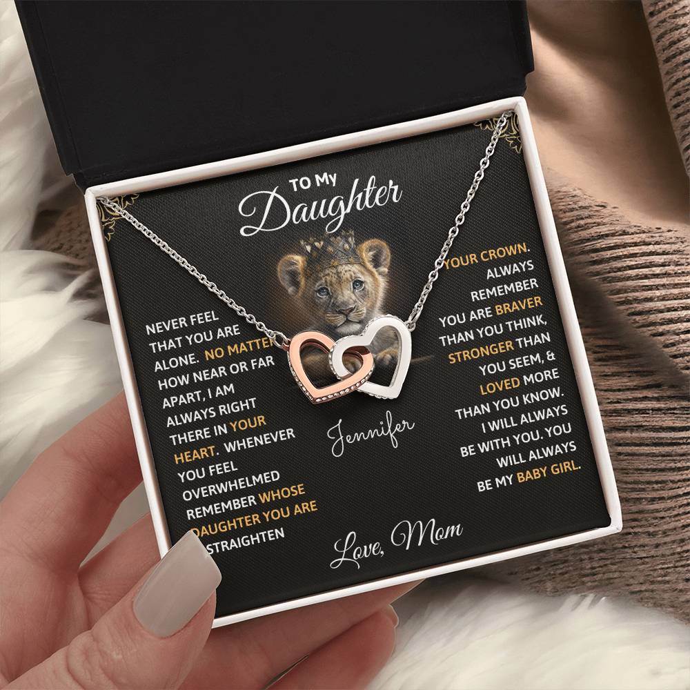Interlocking Hearts Necklace - To My Daughter, Never Feel That You Are Alone