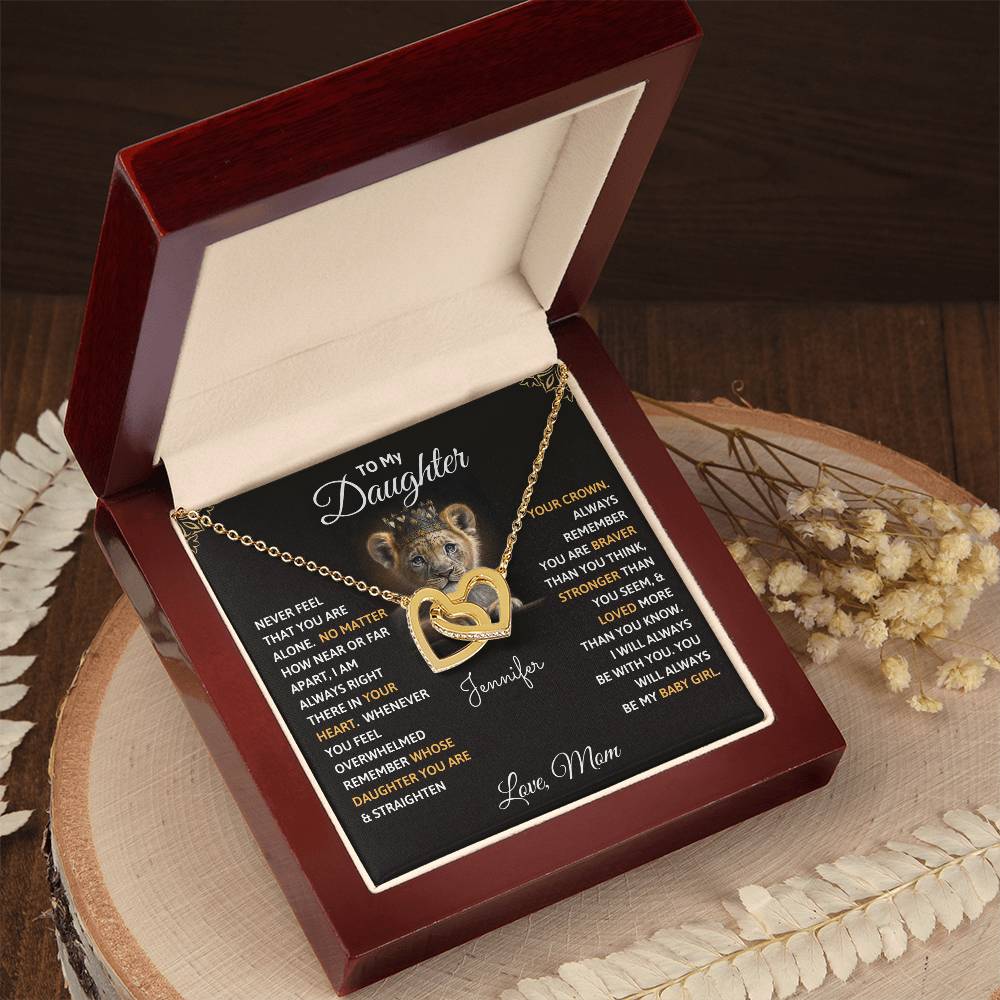 Interlocking Hearts Necklace - To My Daughter, Never Feel That You Are Alone