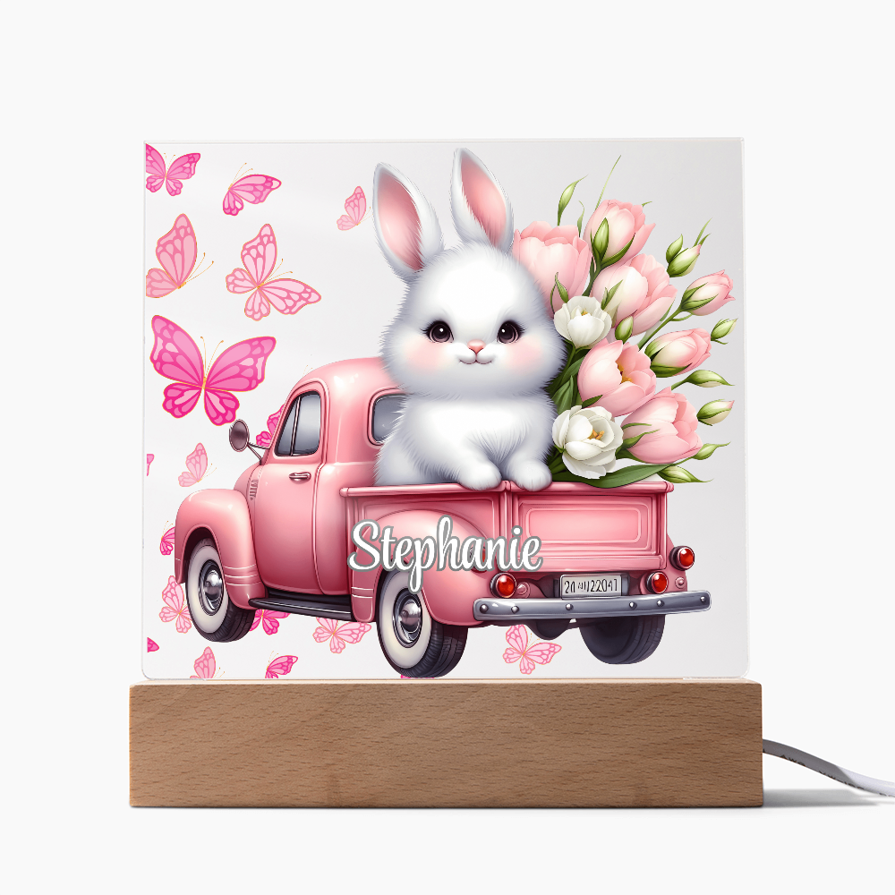 White Bunny - Personalized LED Plaque