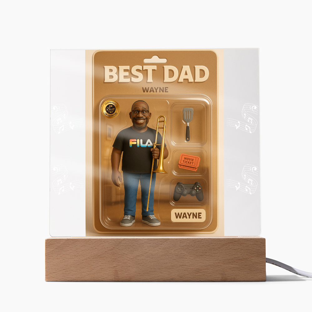 Acrylic Square Plaque - Best Dad Action Figure