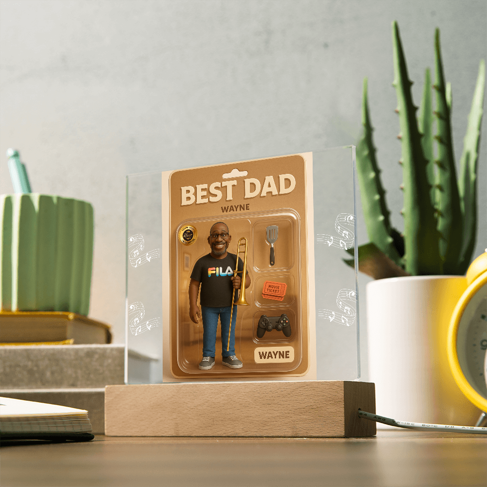 Acrylic Square Plaque - Best Dad Action Figure