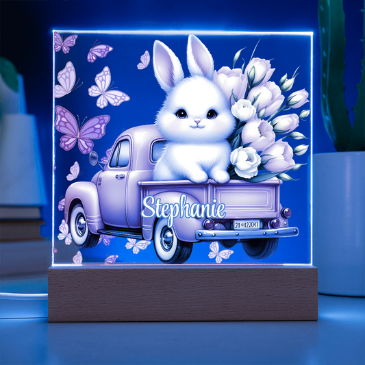White Bunny - Personalized LED Plaque