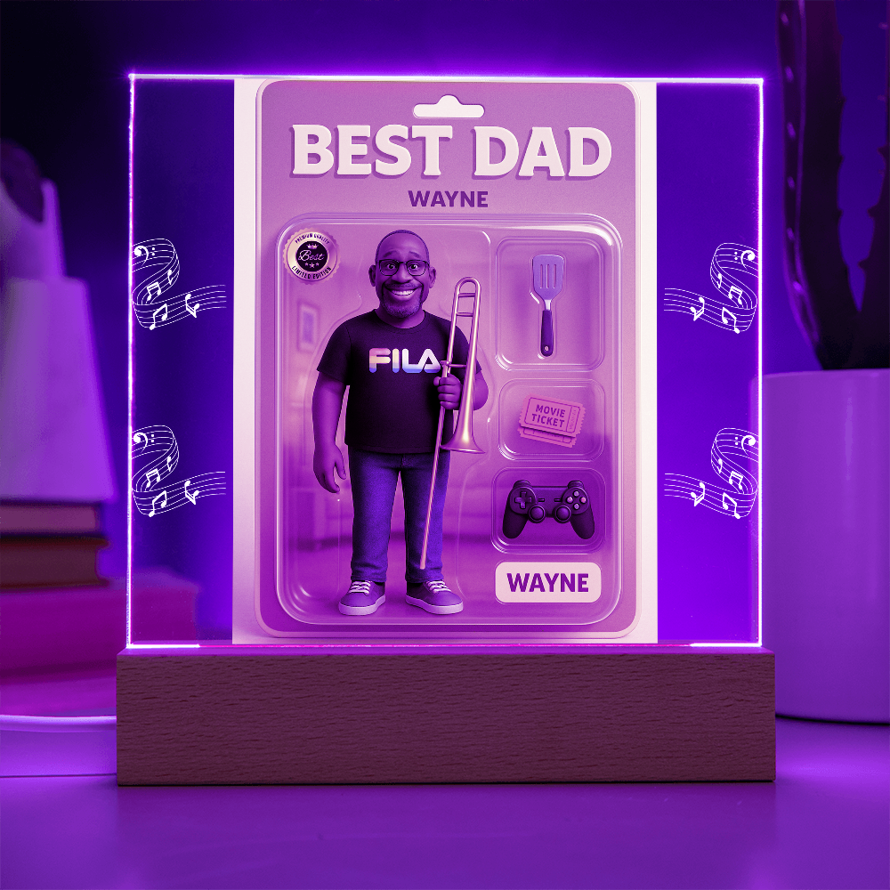 Acrylic Square Plaque - Best Dad Action Figure