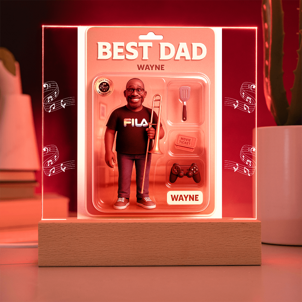 Acrylic Square Plaque - Best Dad Action Figure