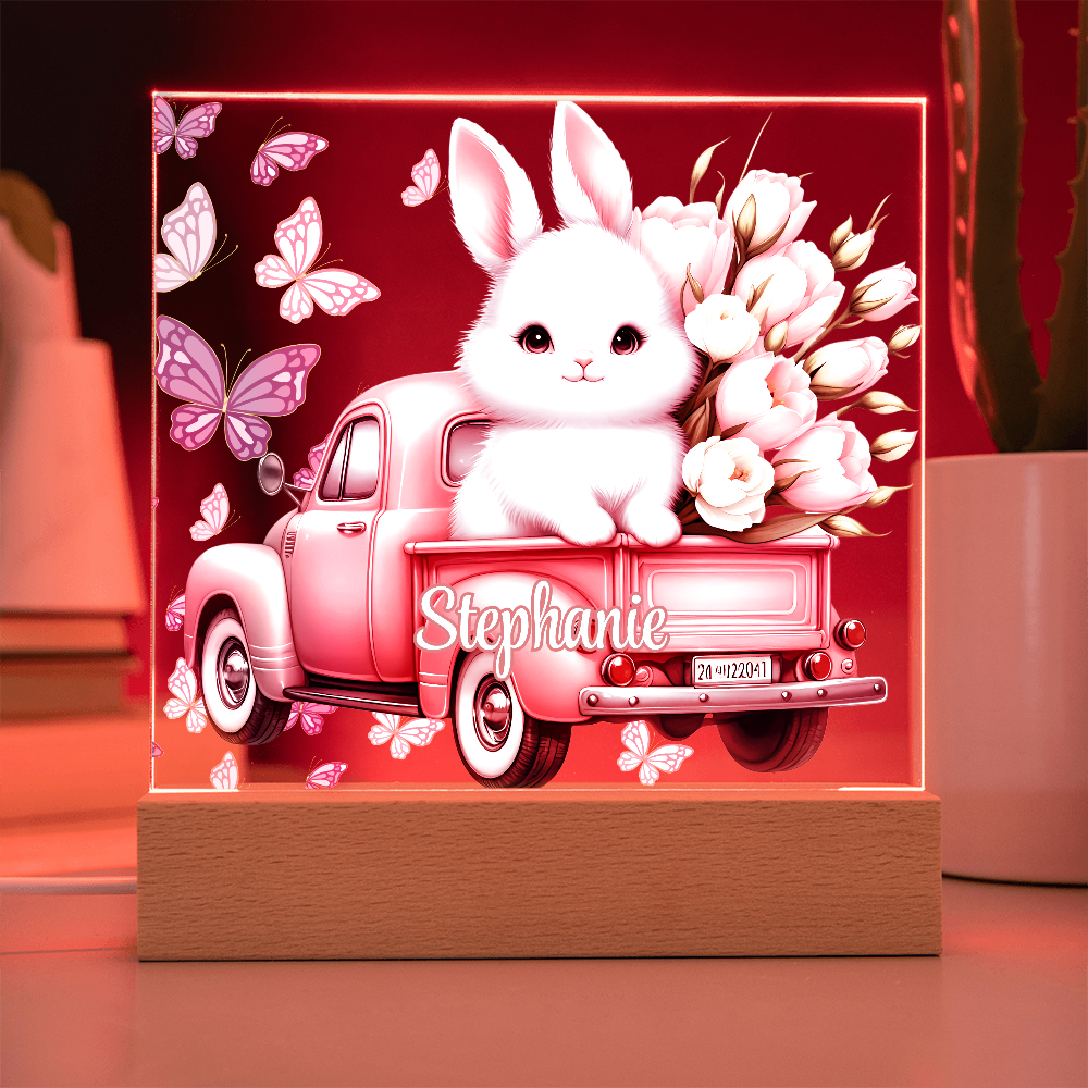 White Bunny - Personalized LED Plaque