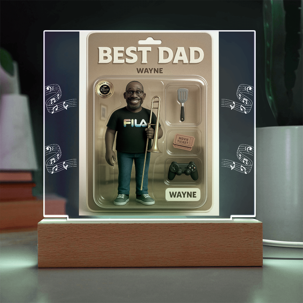 Acrylic Square Plaque - Best Dad Action Figure