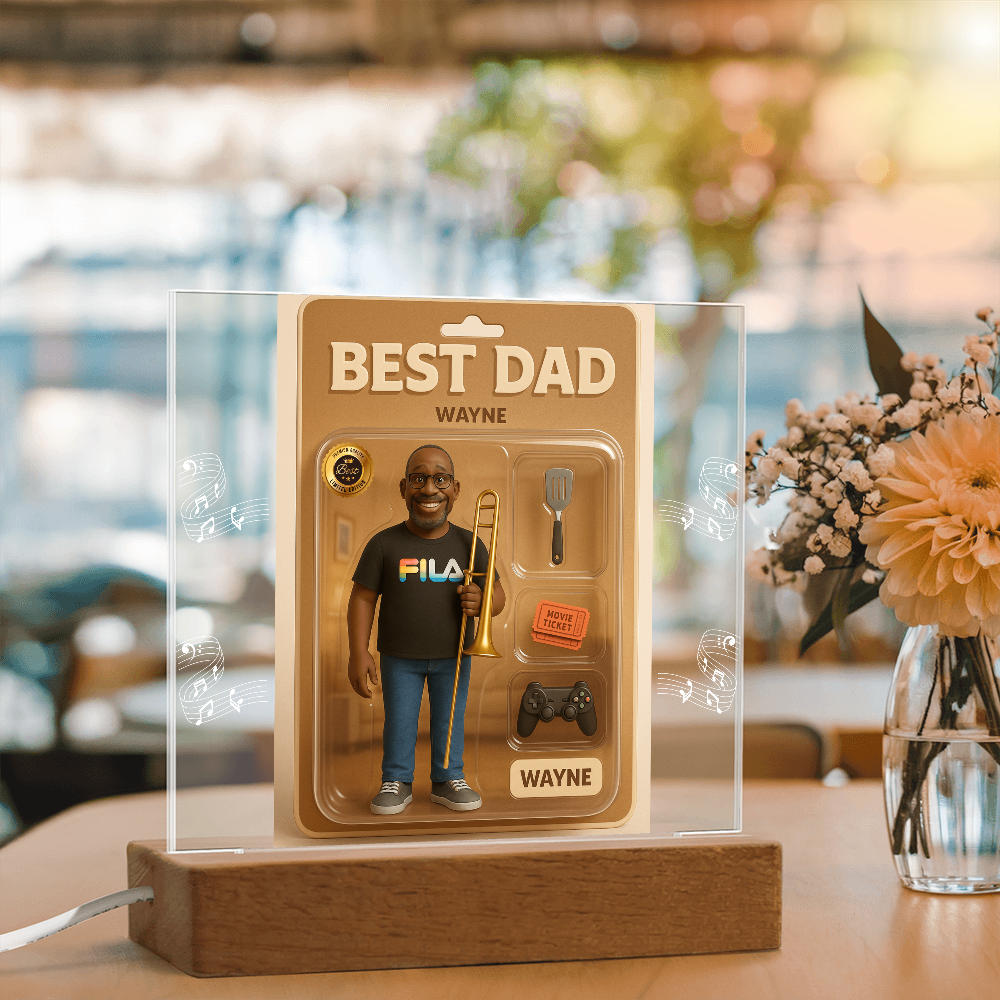 Acrylic Square Plaque - Best Dad Action Figure