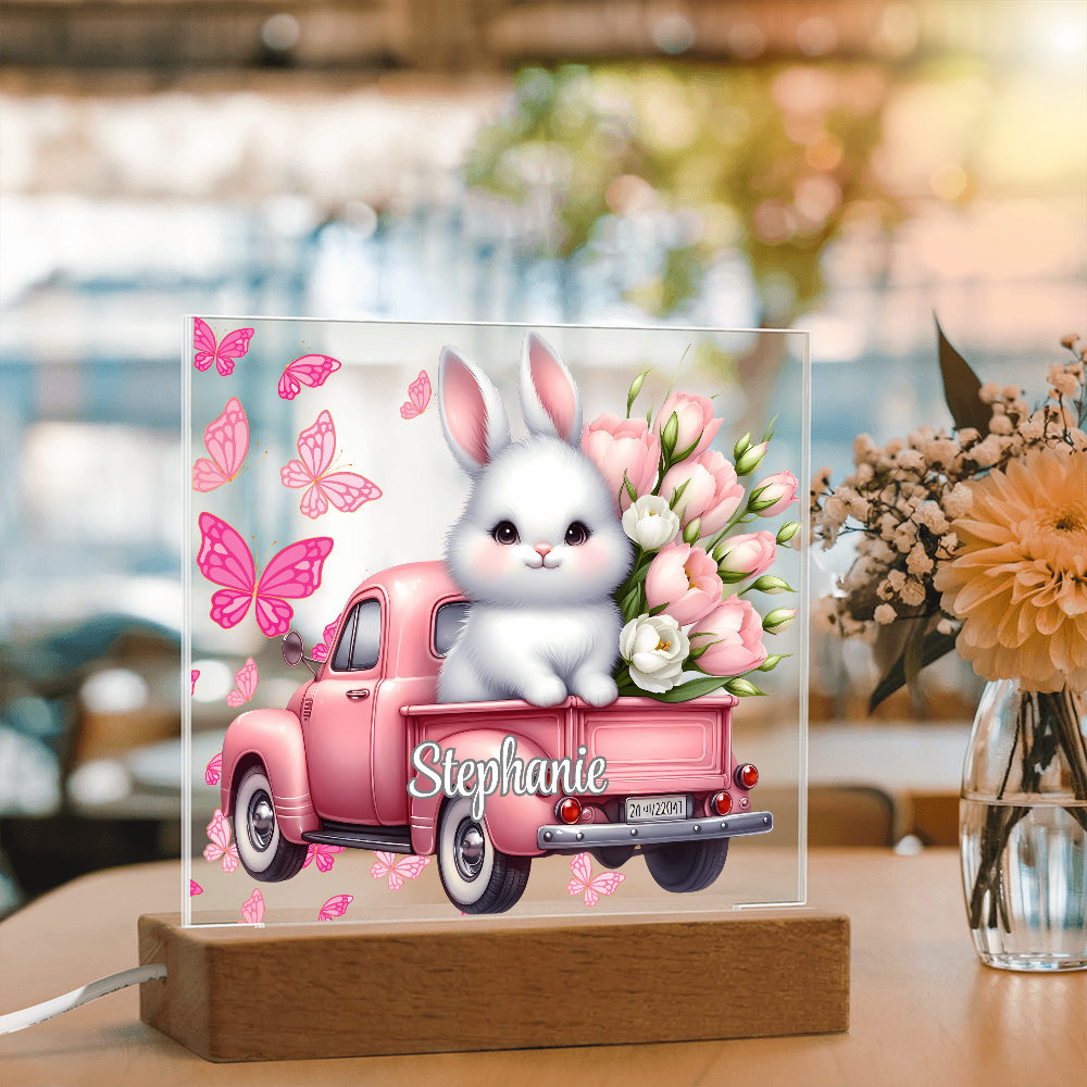 White Bunny - Personalized LED Plaque