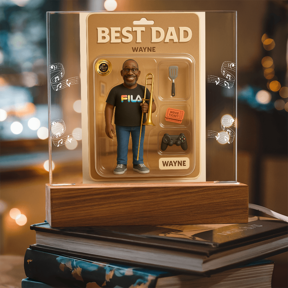 Acrylic Square Plaque - Best Dad Action Figure
