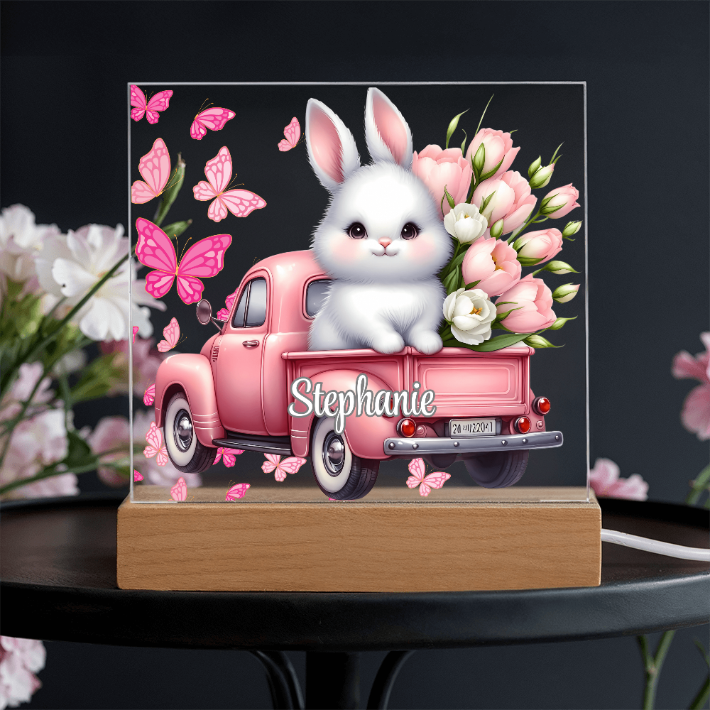 White Bunny - Personalized LED Plaque