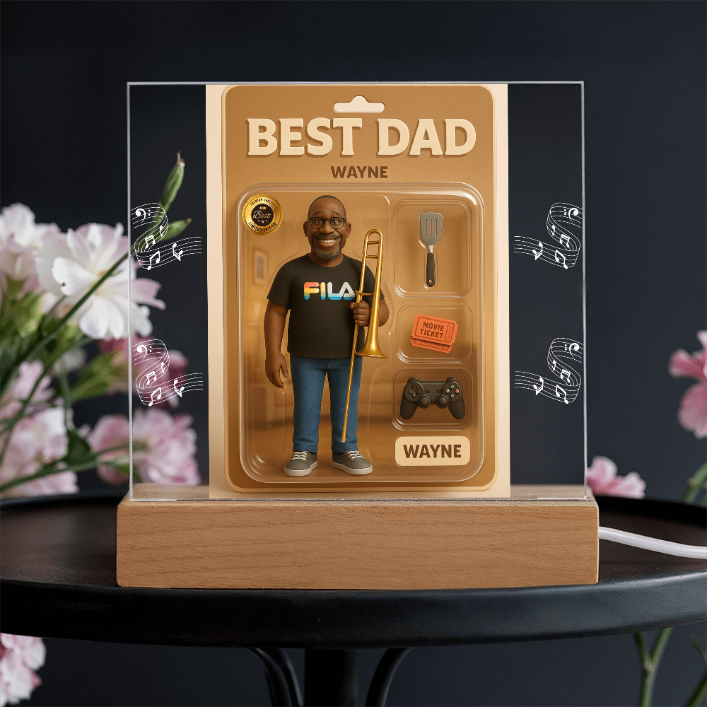 Acrylic Square Plaque - Best Dad Action Figure