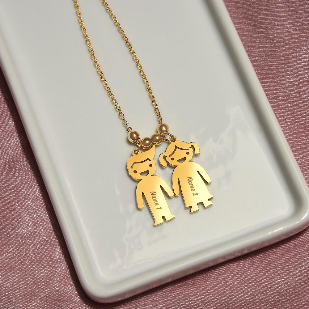 Engraved Kid Charm Necklace - To My Beautiful Mom