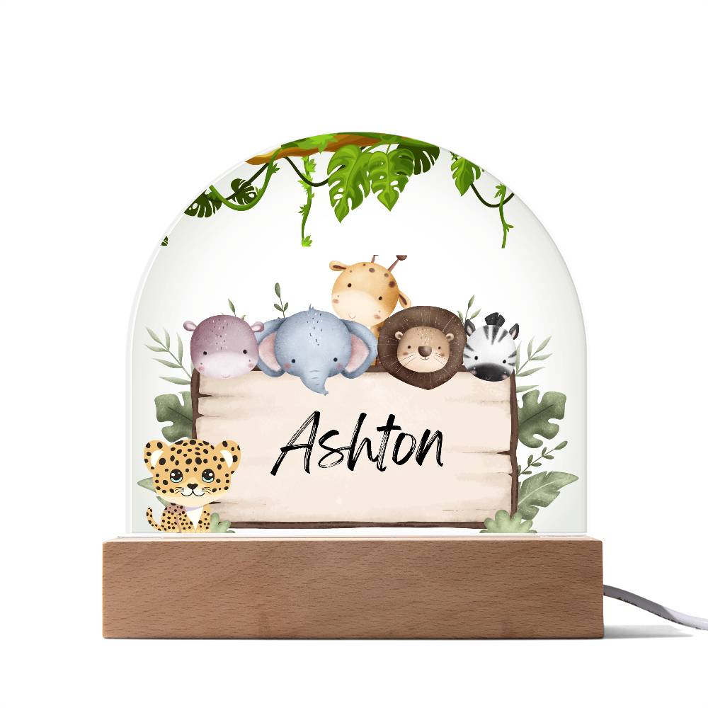 Safari Jungle Animals Light - Acrylic Dome Plaque