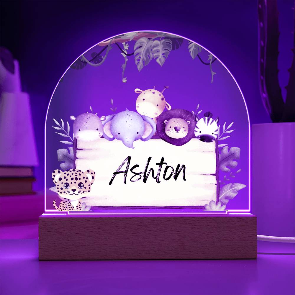 Safari Jungle Animals Light - Acrylic Dome Plaque