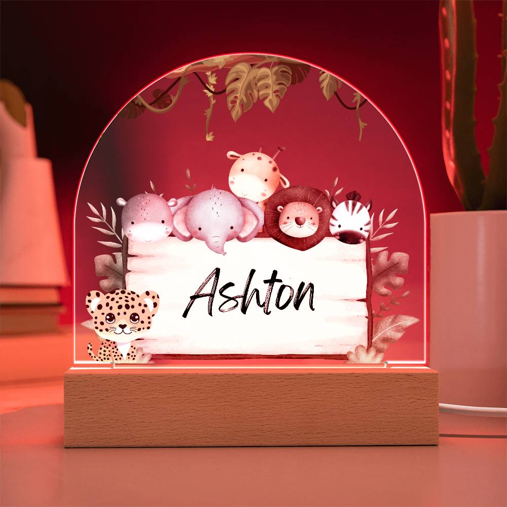 Safari Jungle Animals Light - Acrylic Dome Plaque