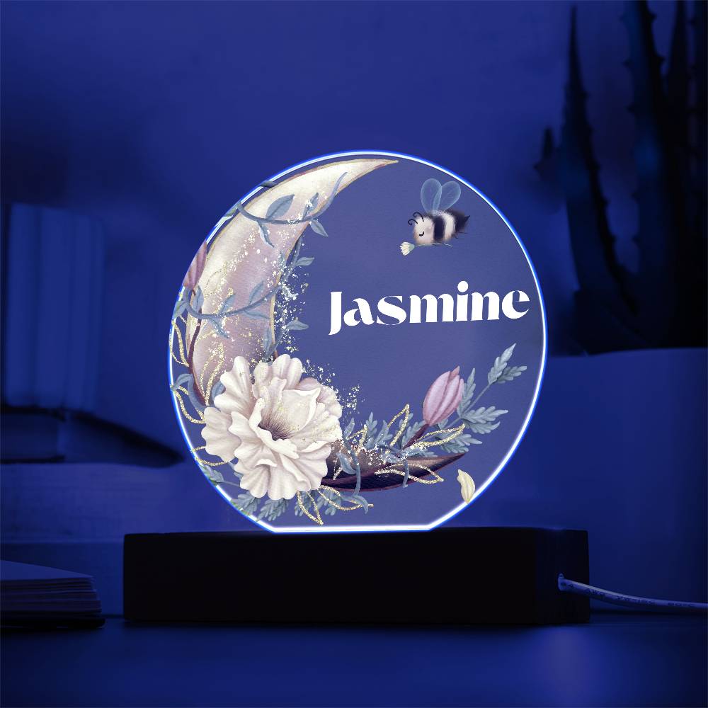 Yellow Flower Moon - Personalized Acrylic Circle Plaque