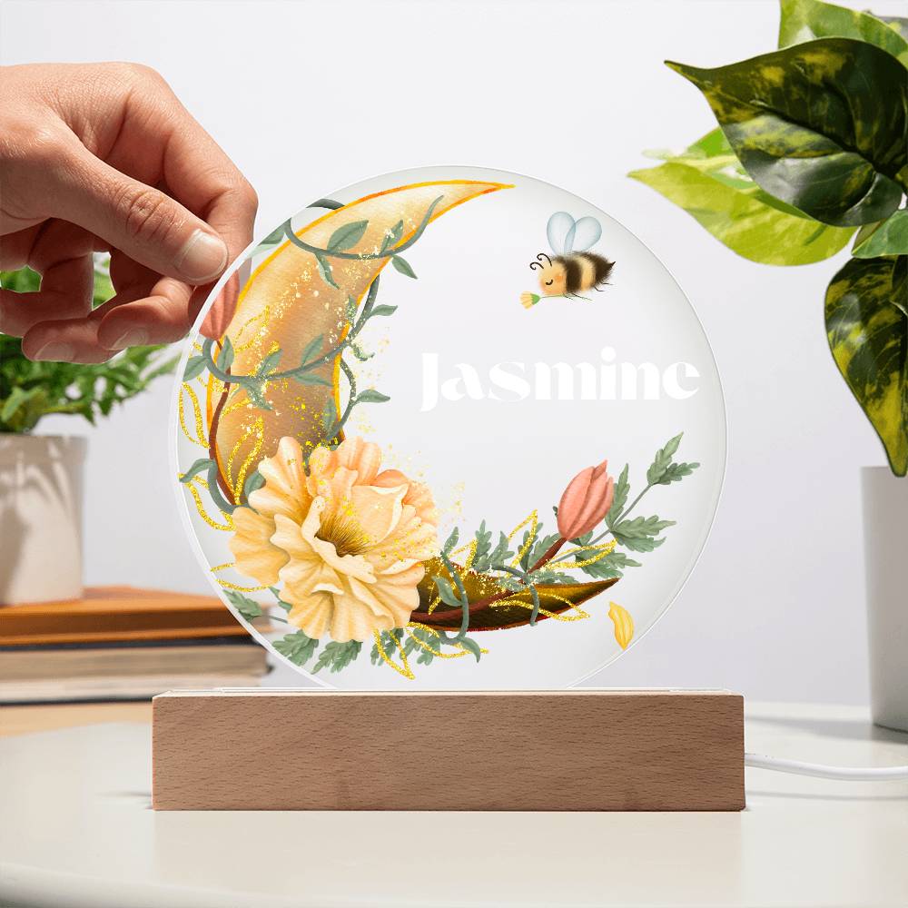 Yellow Flower Moon - Personalized Acrylic Circle Plaque