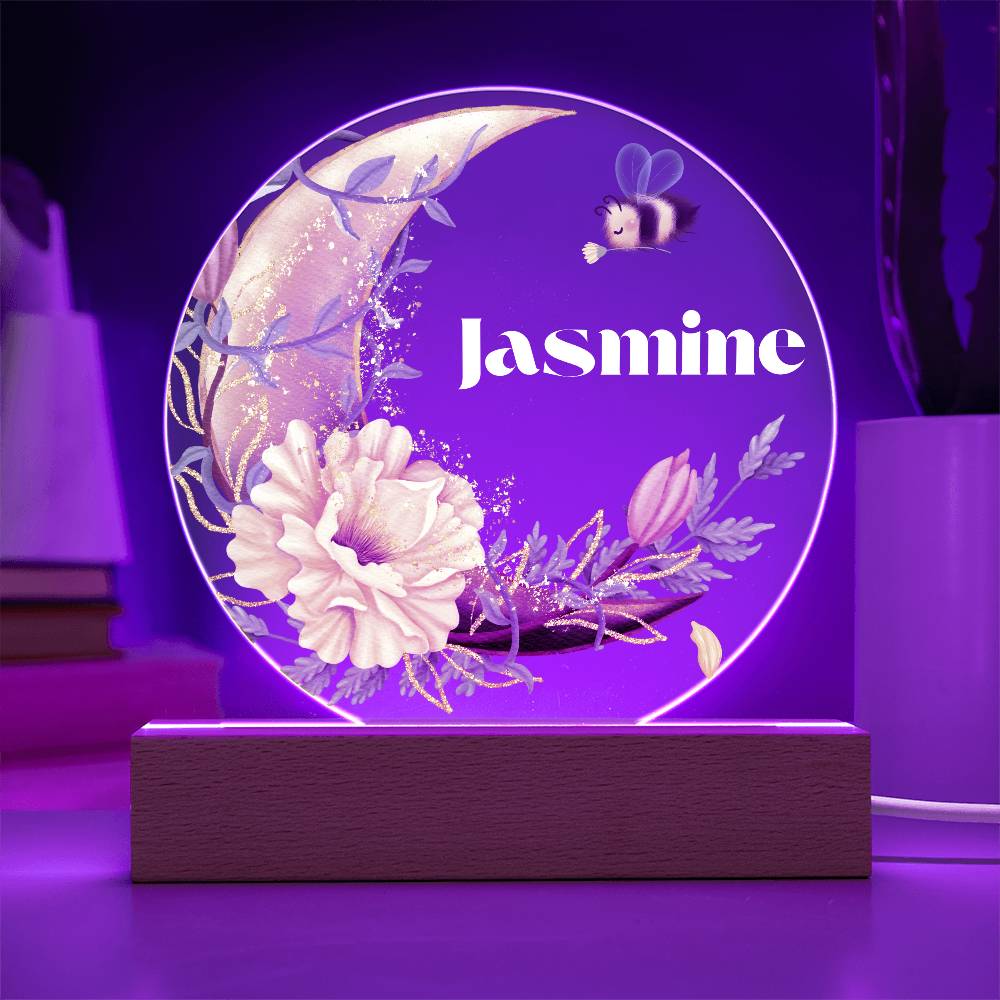 Yellow Flower Moon - Personalized Acrylic Circle Plaque