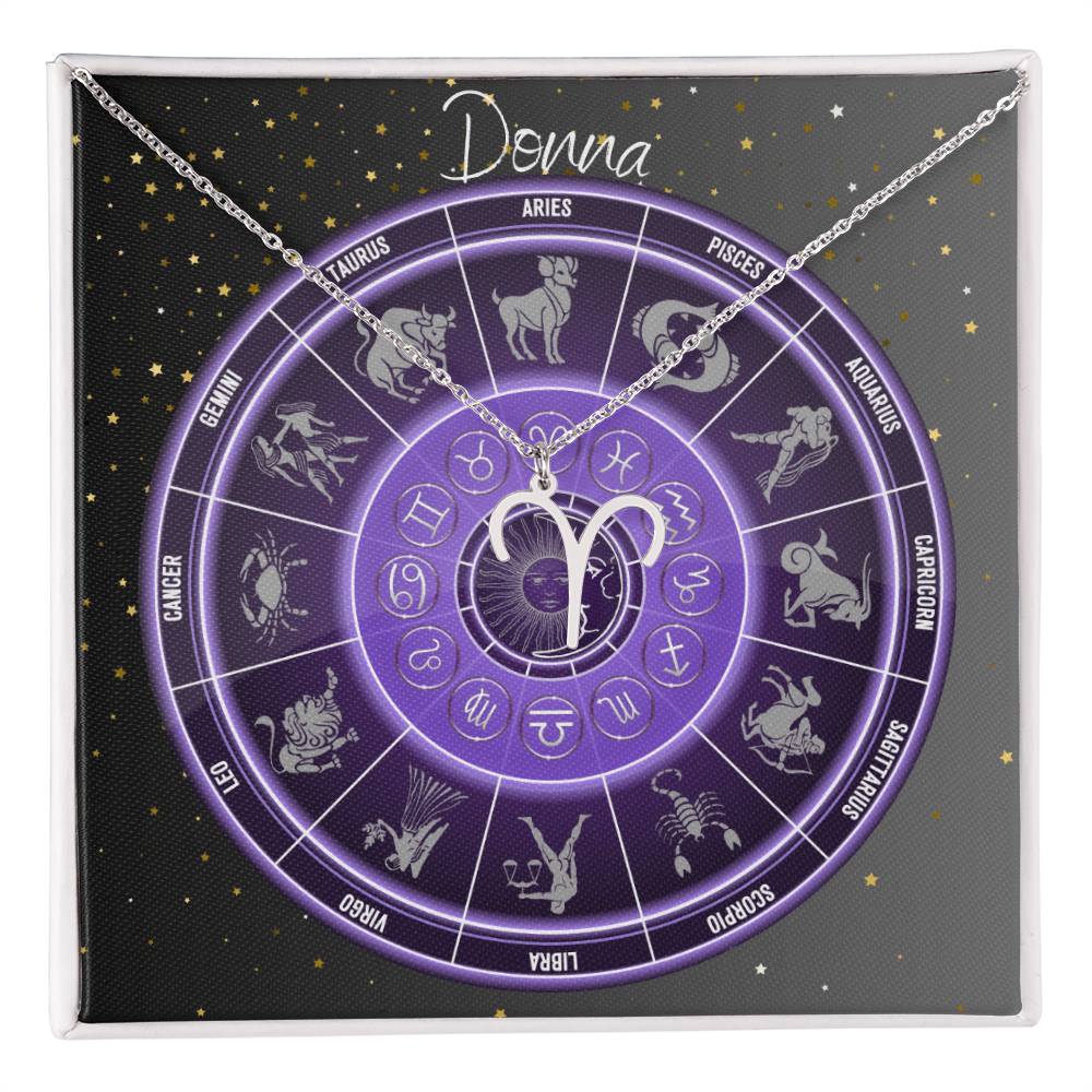 Zodiac Astrology Symbol Necklace (Purple)