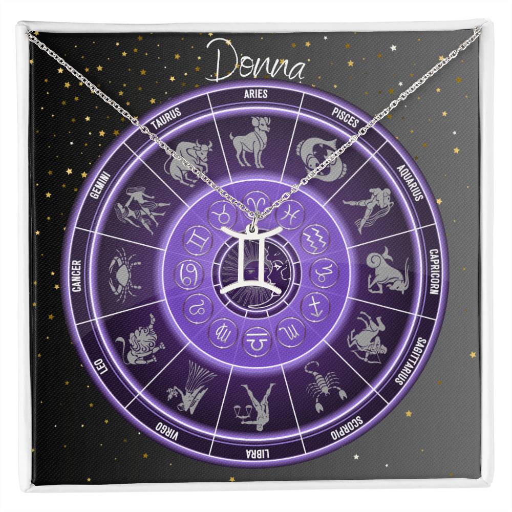 Zodiac Astrology Symbol Necklace (Purple)