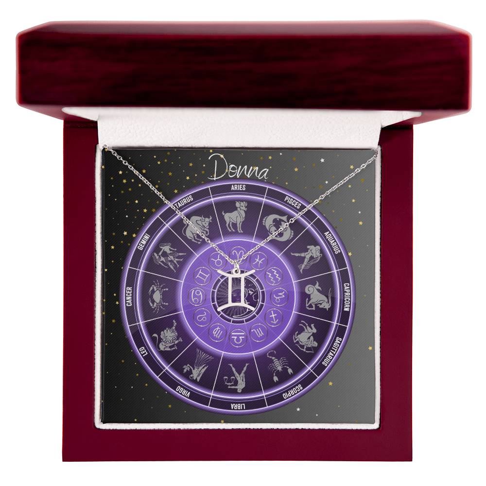 Zodiac Astrology Symbol Necklace (Purple)