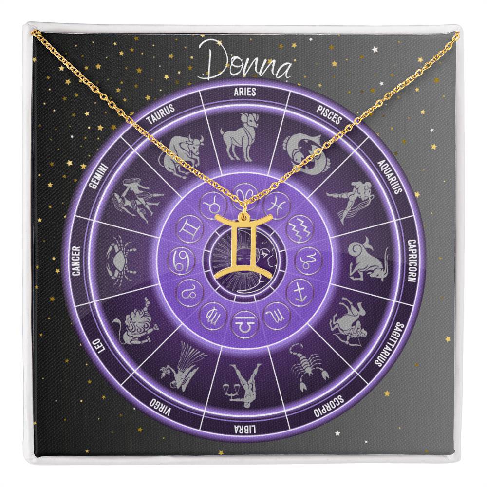 Zodiac Astrology Symbol Necklace (Purple)
