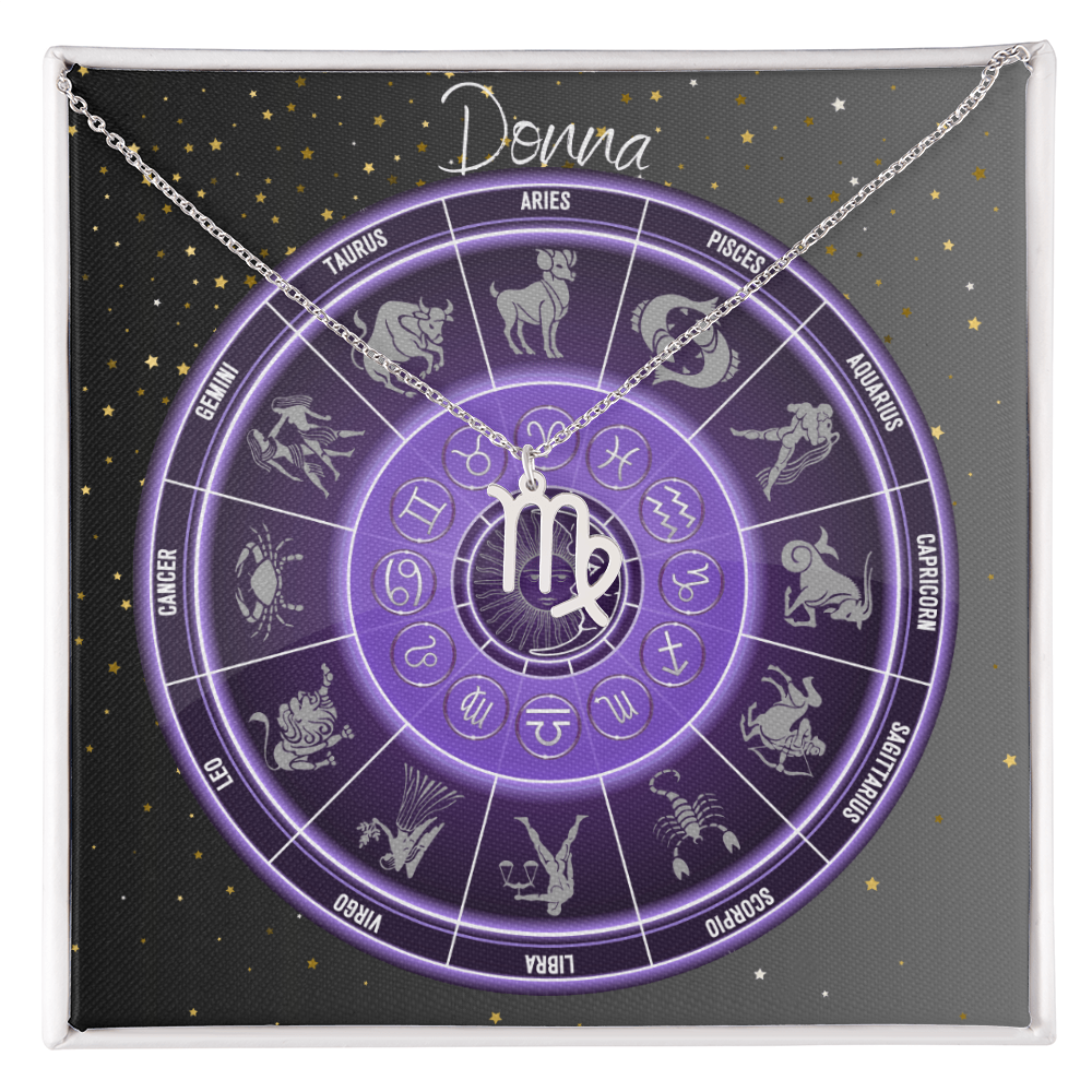 Zodiac Astrology Symbol Necklace (Purple)