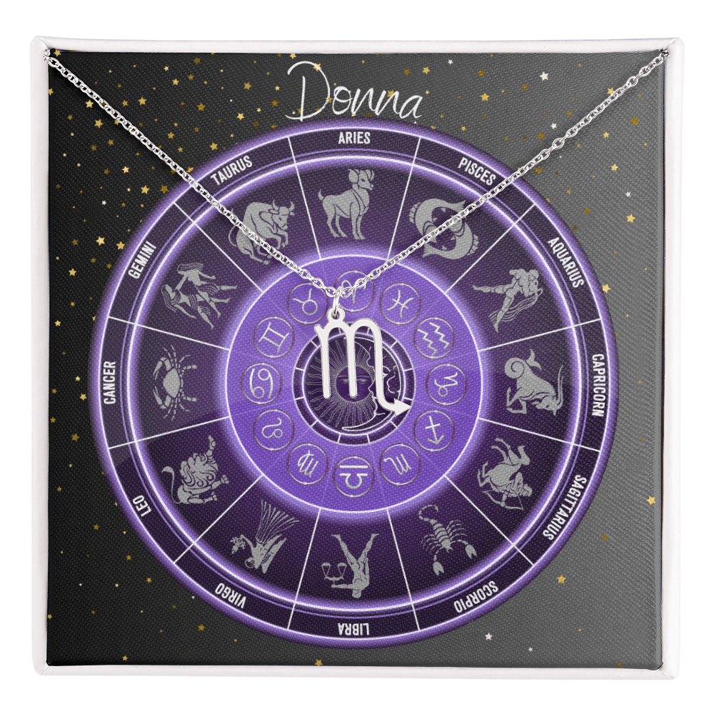 Zodiac Astrology Symbol Necklace (Purple)