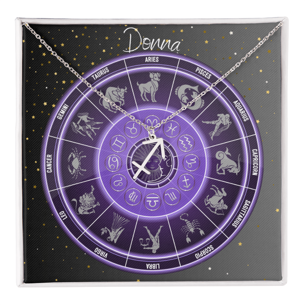 Zodiac Astrology Symbol Necklace (Purple)