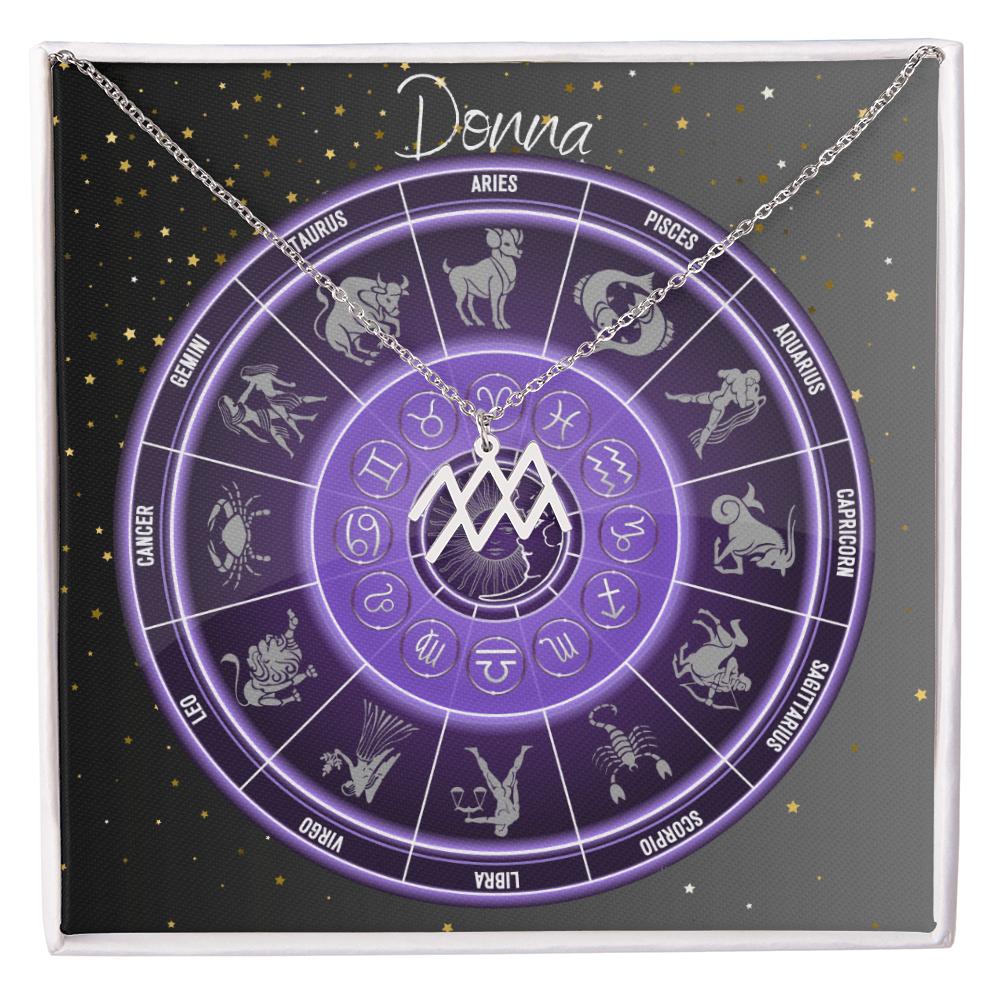 Zodiac Astrology Symbol Necklace (Purple)